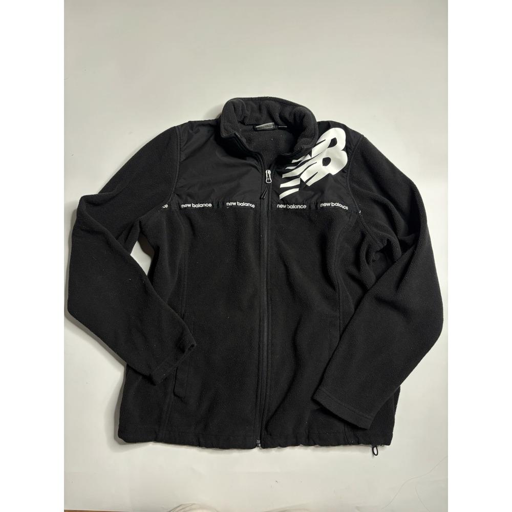 New Balance Women's L Fleece Athletic Cozy Full Zip Black/White Jacket